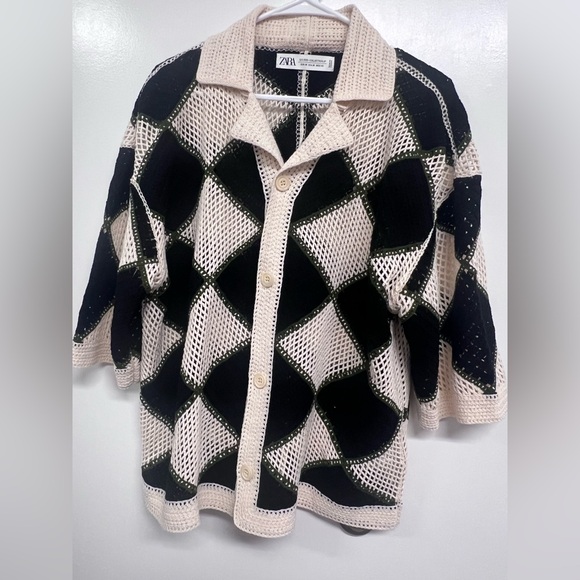 Zara Cream and Black Knit Cardigan - Picture 5 of 7